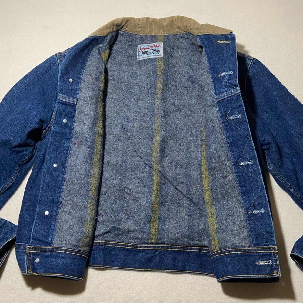 Vintage LEE Storm Rider Denim Blanket Lined Trucker Jacket Size 44 / L - Picture 8 of 16